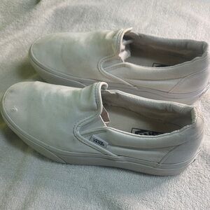 Vans Classic White Canvas Slip-Ons